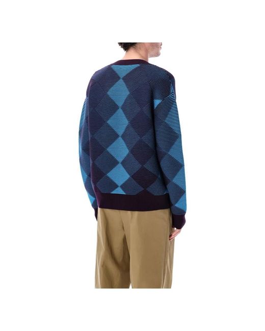 Dries Van Noten Argyle-Pullover in Blue für Herren