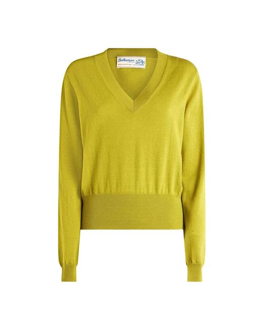 Ballantyne Yellow V-Neck Knitwear