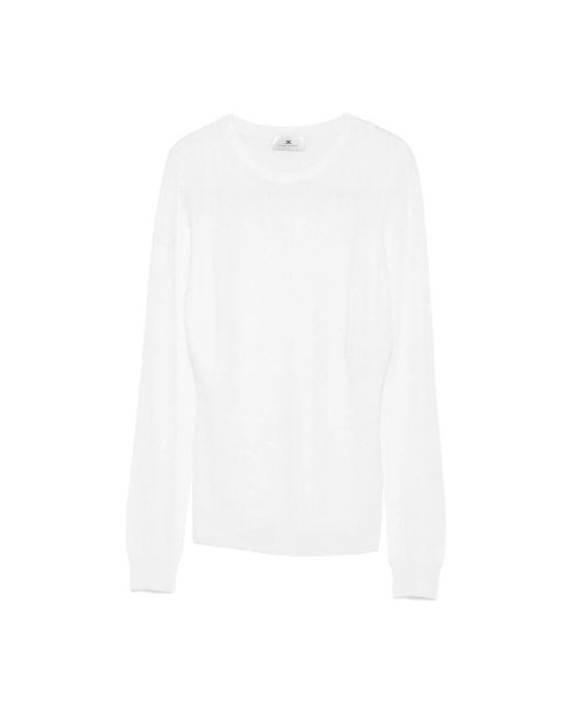 Elisabetta Franchi White Round-Neck Knitwear