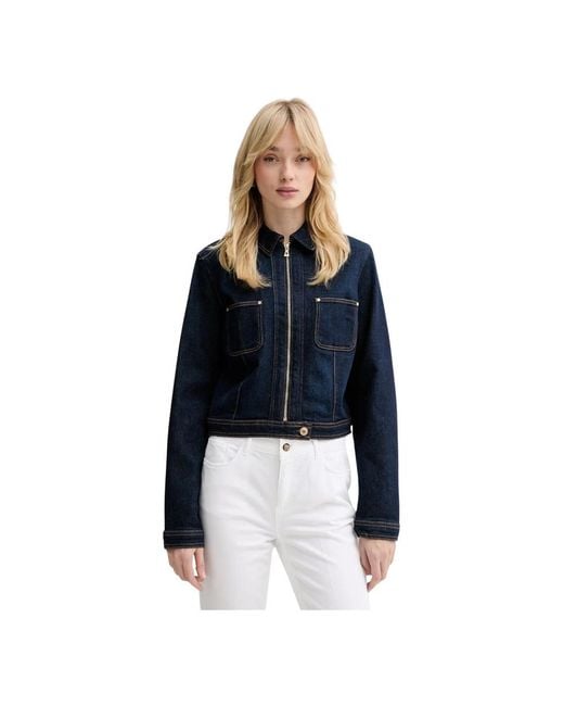 Guess Amelie Cropped Denim Jacket in het Blue