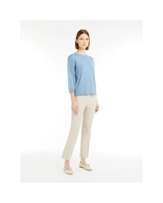 Max Mara Blue Round-Neck Knitwear