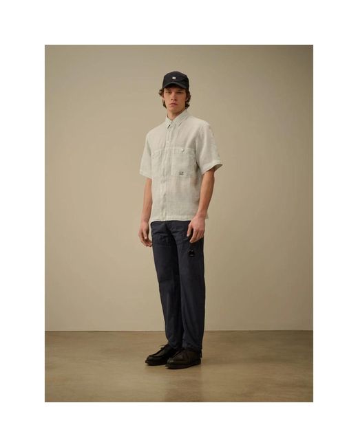 C P Company Short Sleeve Shirts in het Natural voor heren