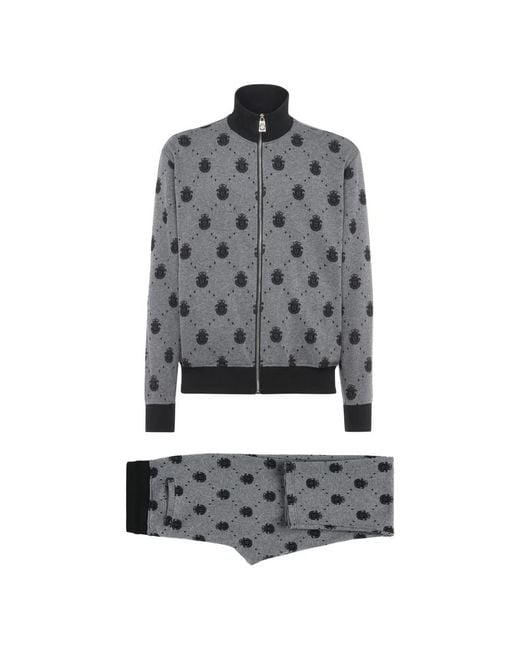 Billionaire Jogging Set: Zip-Up Jacket & Pants Monogram in het Gray voor heren