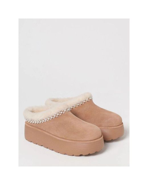 Stuart Weitzman Pink Shearling Plateau Clog