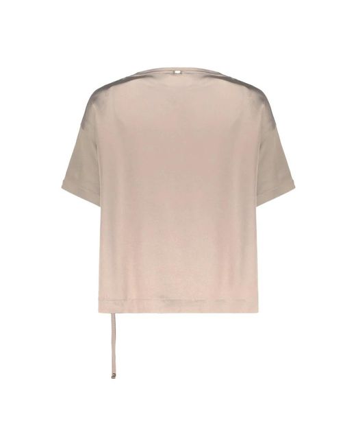 Herno Tops ,Asymmetrische Blouse Met Korte Mouwen in het Natural