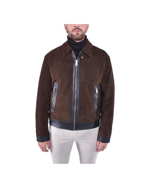 Dondup Brown Leather Jackets for men