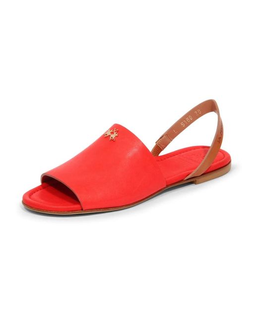 La Martina Red Flat Sandals
