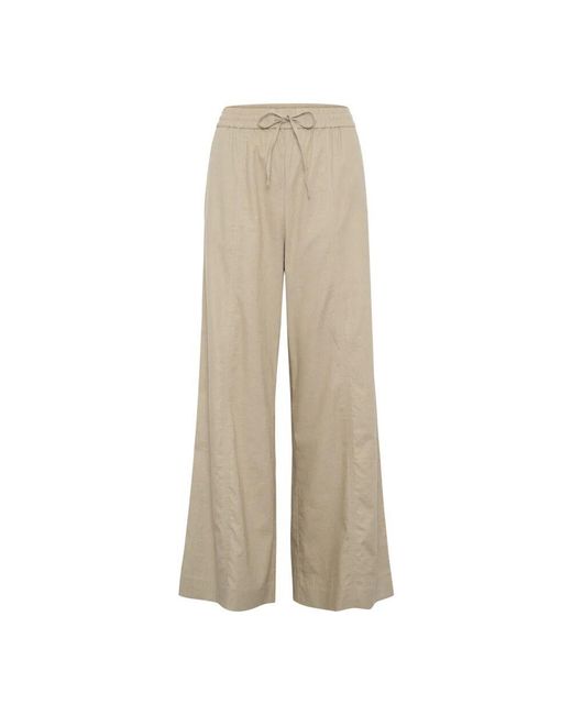 Gestuz Natural Weite Leinenhose Silber Salbei