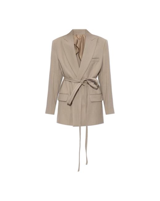 Victoria Beckham Blazer Met Gestrikte Taille in het Natural