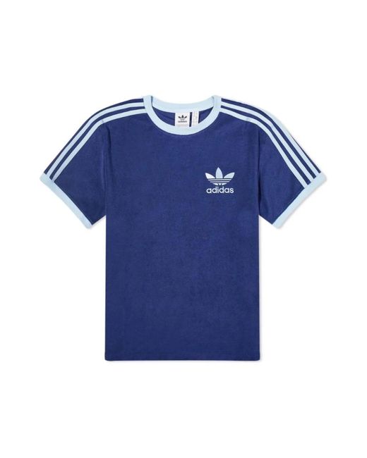 Camiseta de terry azul oscuro con rayas laterales Adidas Originals de color Blue