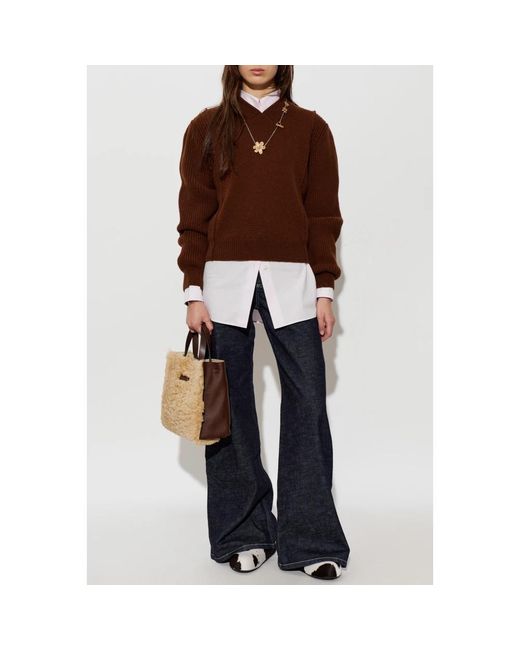Marni Brown V-Neck Knitwear