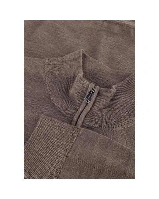 Profuomo Truien & Vesten ,Bruin ,Wol Pullover Half Zip Merino in het Brown voor heren