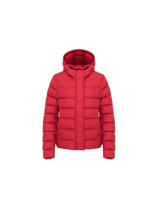 Colmar Jassen ,Rood ,Hooded Jas Met Natuurlijke Veren Vulling in het Red