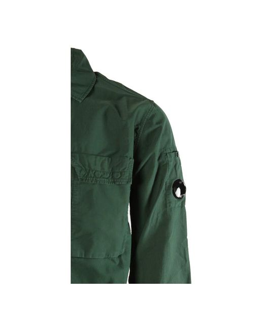 C P Company Green Cotton Ottoman Overshirt Jacket for men