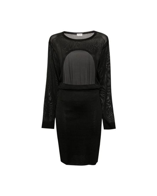 Saint Laurent Black Knitted Dresses