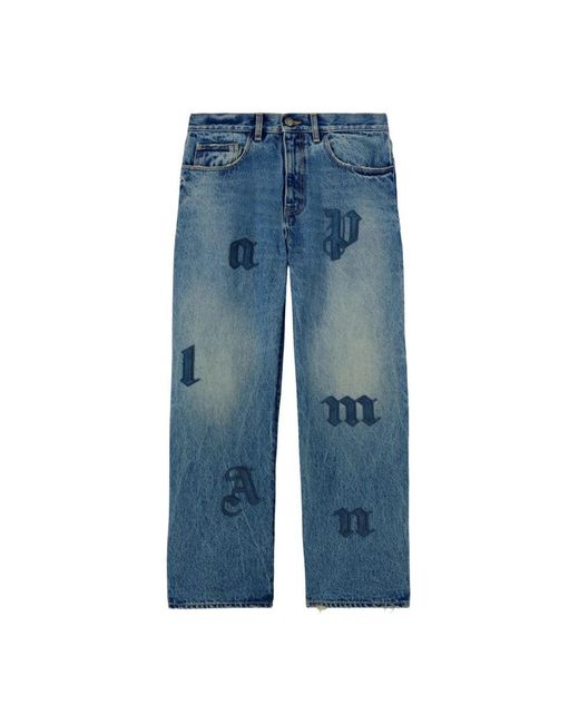 Palm Angels Blue Straight Jeans for men