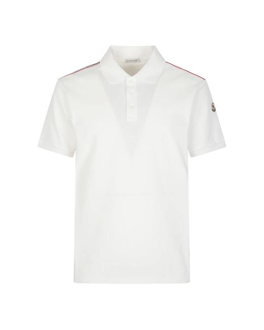 Moncler Piqué Poloshirt Met Driekleurige Bies in het White voor heren