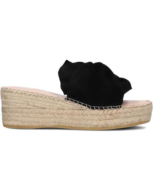 Manebí Schoenen ,Zwart ,Suède Zwarte Suède Espadrilles Met Raffia Zool in het Black