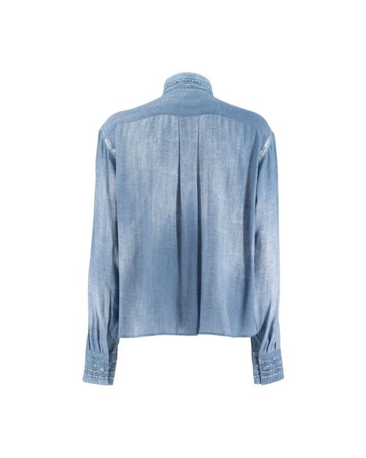Ermanno Scervino Blue Vintage spitzenbluse mit raffiniertem design
