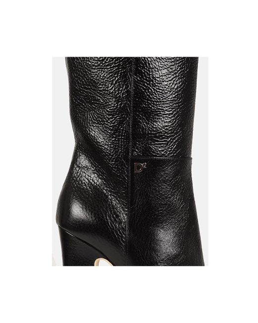 DSquared² Schoenen ,Zwart ,Leer Hoge Laarzen in het Black