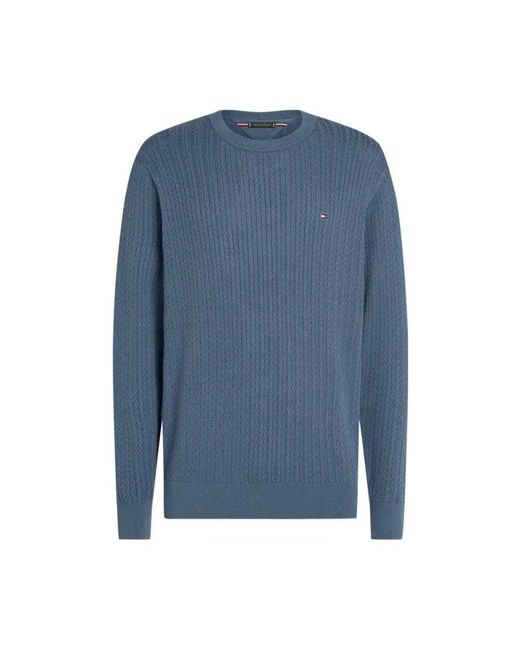 Tommy Hilfiger Blauer Strickpullover Runder Ausschnitt Bestickt in Blue für Herren
