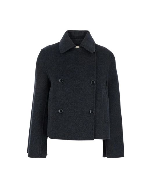 Double-Breasted Coats Semicouture de color Black