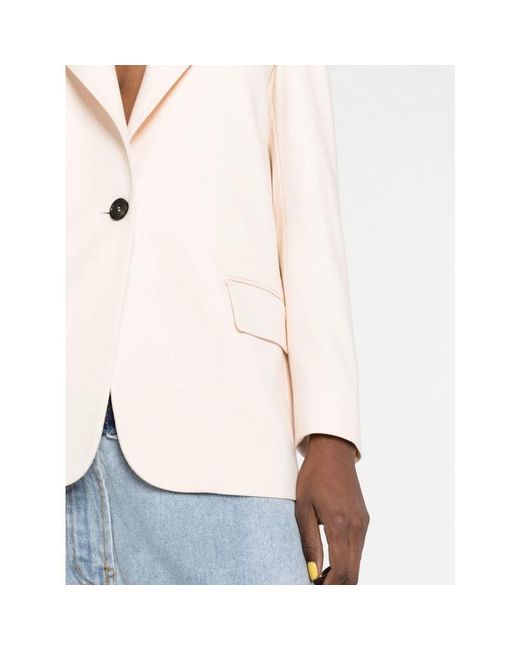 MSGM Jassen ,Polyester Single-Breasted Viscose Blazer in het White