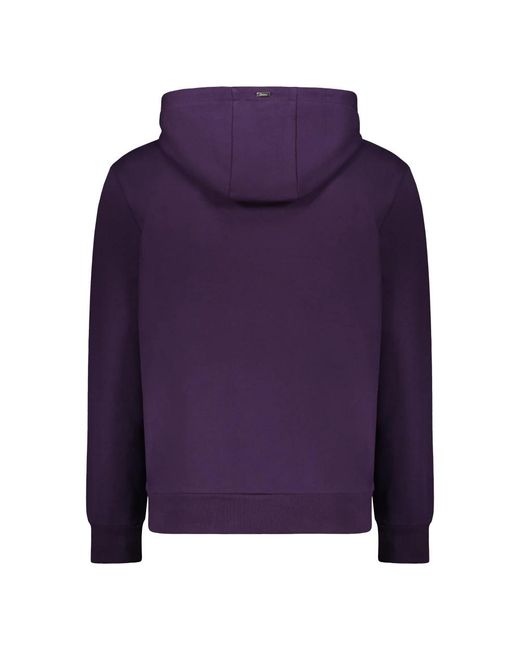 Herno Hoodies & Sweatvesten ,Paars ,Katoen Geribbelde Hooded Katoenen Sweater in het Blue voor heren