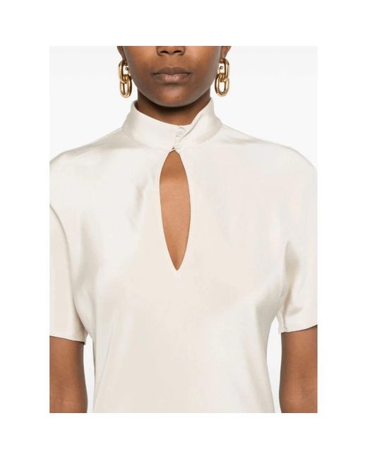 Kiton Kleedjes Zijden Midi Jurk Met Keyhole Halslijn in het White