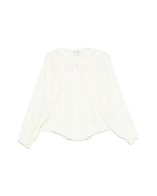 Forte Forte White Pastellgelbes rundhals langarmshirt