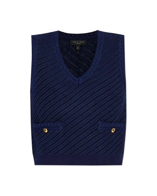 Rag & Bone V-Neck Knitwear in het Blue
