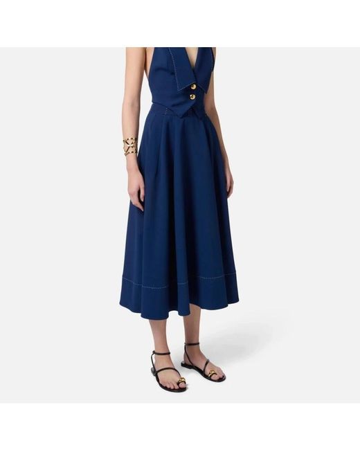 Elisabetta Franchi Blue Midi Skirts