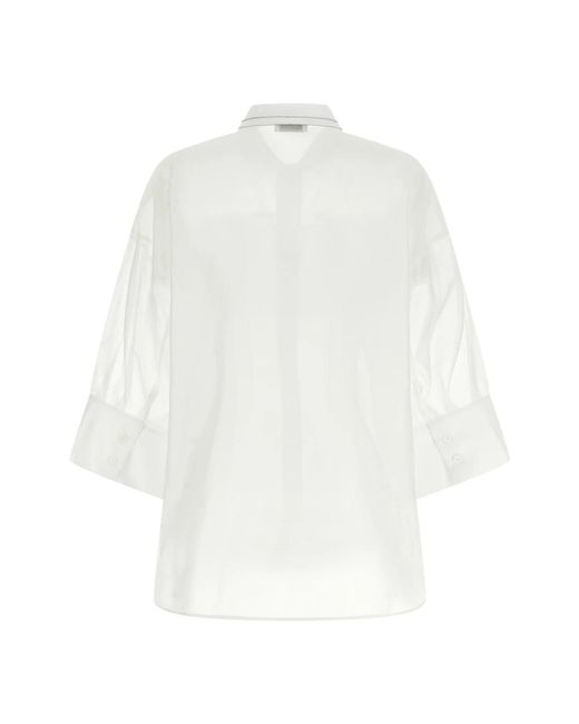 Peserico Overhemden ,Wit ,Katoen Stretch Katoen Poplin Shirt in het White