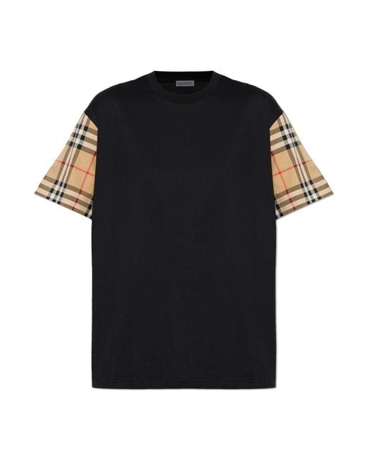 Burberry Black Net Sustain Checked Poplin-Trimmed Cotton-Jersey T-Shirt