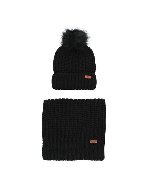 Barbour Accessoires ,Zwart ,Tweed Zwart Gebreid Jurk Set Met Beanie Muts En Sjaal in het Black