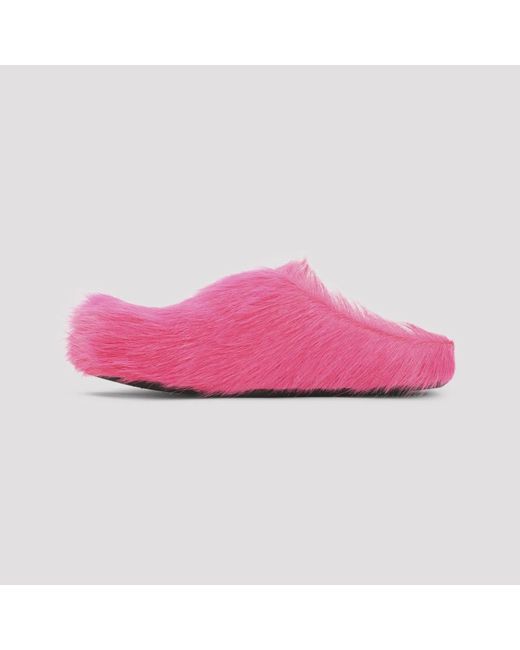 Marni Schoenen ,Roze ,Leer Fussbett Sabot in het Pink