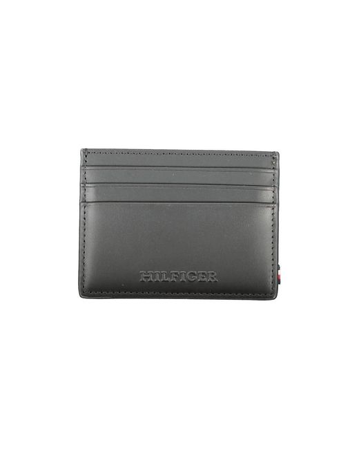 Tommy Hilfiger Schwarzes lederportemonnaie mit kartenhalter in Gray für Herren