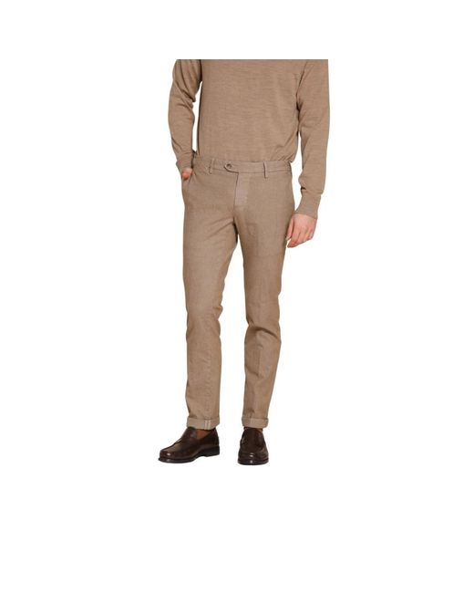 Mason's Broeken ,Katoen Chino Broek Met Micro Mouliné Print in het Natural voor heren