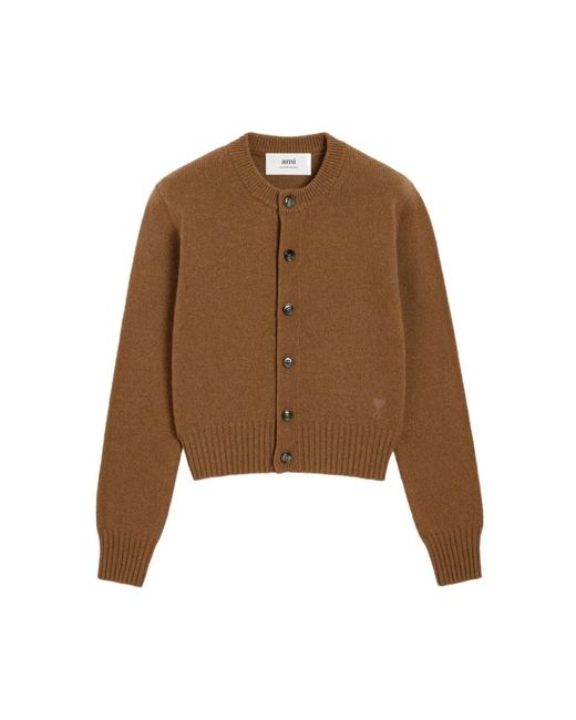AMI Brown Cashmere Ami De Coeur Cardigan