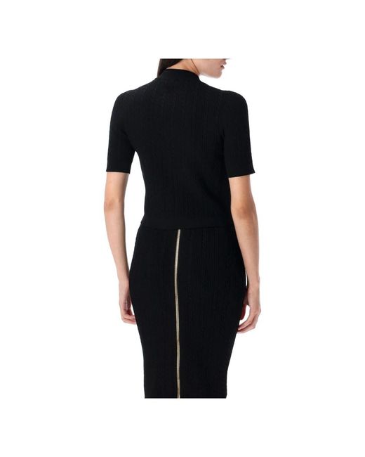 Balmain Truien & Vesten ,Zwart ,Polyester Geribbelde Kabelgebreide Vest Noir Aw 25 in het Black