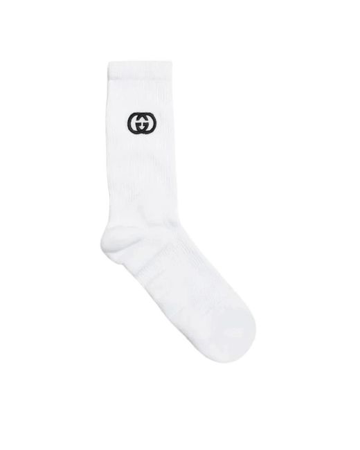 Gucci Ondergoed ,Wit ,Katoen Witte Katoenen Logo Enkelsokken in het White