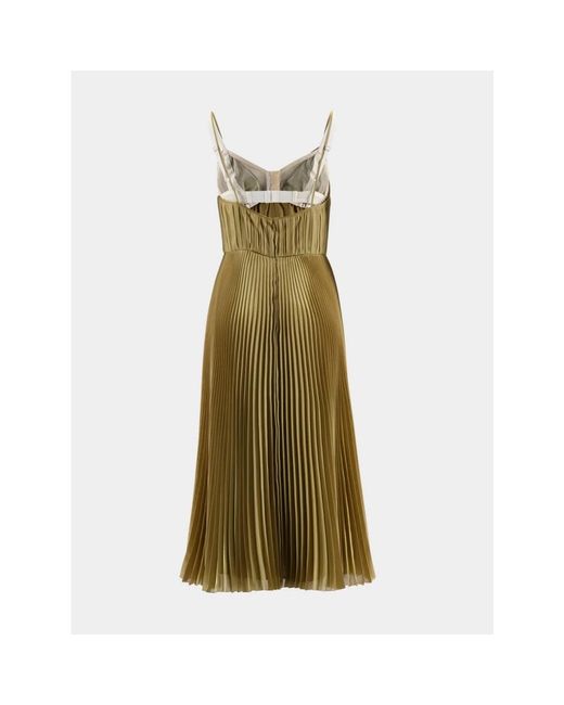 Prada Kleedjes ,Geel ,Polyester Technical Voile Pleated Midi Dress in het Green