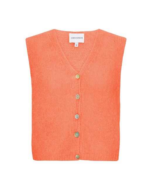 American Dreams Truien & Vesten ,Oranje ,Wol Telma Vest in het Orange