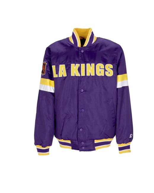 Starter Jassen ,Veelkleurig ,Leer Vintage Diveplay Satin Varsity Jacket in het Purple voor heren