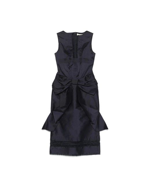 ShuShu/Tong Blue Dunkelblaues Kleid Mit Spitzenverzierung