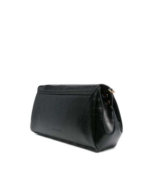 Dries Van Noten Zwarte Leren Schoudertas Met Gesp in het Black
