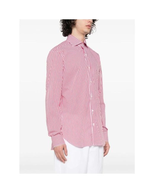 Barba Napoli Schwarze hemden ss24 bekleidung in Pink für Herren