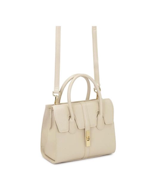 Kazar Natural Schicke Lederhandtasche Mit Einer Feinen Klappe