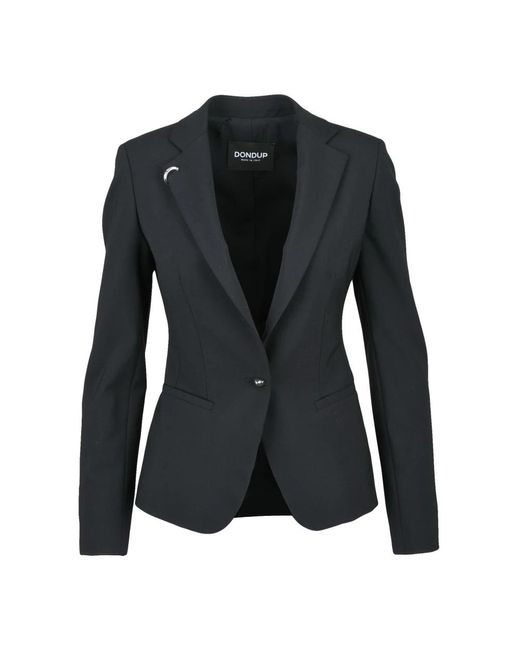 Dondup Jassen ,Zwart ,Leer Getailleerde Blazer Jas in het Black