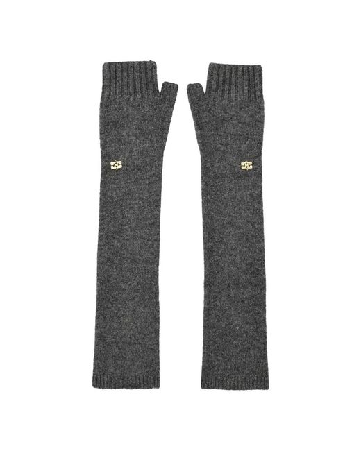 Ganni Accessoires ,Grijs ,Wol Wool Yak Mix Vingerloze Handschoenen in het Gray